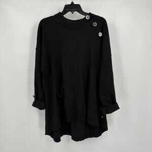 Neon Buddah Womens Pullover Top Size L Black Artsy Long Sleeve Lagenlook